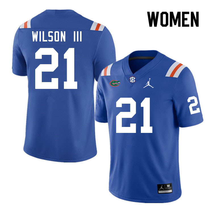Women #21 Eugene Wilson III Florida Gators College Football Jerseys Stitched Sale-Throwback - Click Image to Close